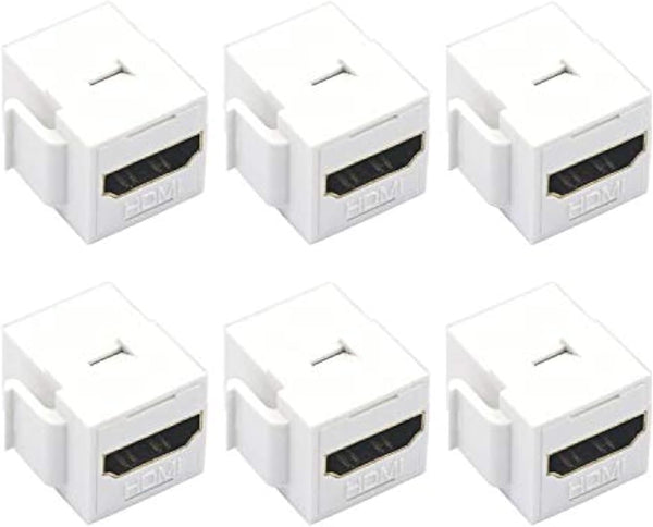 VCE 4K HDMI Keystone Jack 6-Pack, HDMI Female to Female Adapter Coupler for Keystone Wall Plate, White