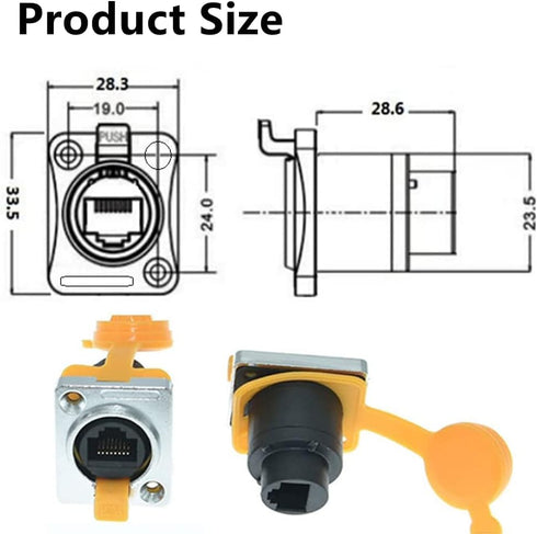 5PCS RJ45 Panel Mount Coupler, D-Type RJ45 Female to Female LAN Network Bulkhead Socket