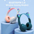 Kids Cat Ear LED Light Up Bluetooth 5.0 Headphones, Foldable Wireless Gaming Headset with Built-in Mic