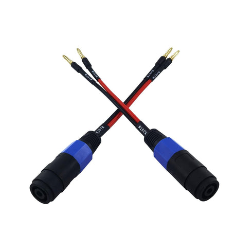 Banana Plugs to Speakon Speaker Adapter Cable 12awg 6in/2 Pack