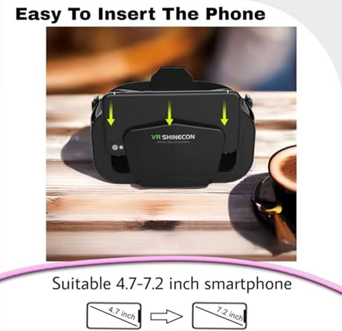VR Headset for iPhone or Android Phone, Virtual Reality 3D Glasses Helmets, Compatible with 4.7-7.2 inch Mobile Devices
