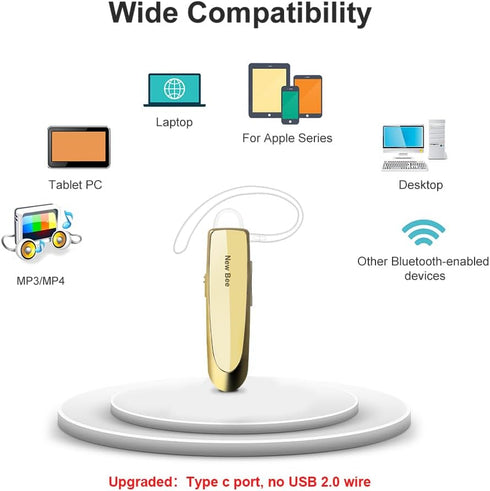 New bee Bluetooth Earpiece V5.0 Wireless Handsfree Headset with Microphone for iPhone Android