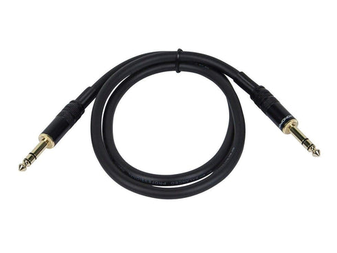 1/4-Inch 25 16AWG, Monoprice TRS Male to Male Cable - Feet - Black, Gold Plated - Premier Series