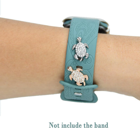 Silver Rose Gold Sea Turtle Watch Band Charms for Apple Watch Band for Women, Christmas Holiday Accessories