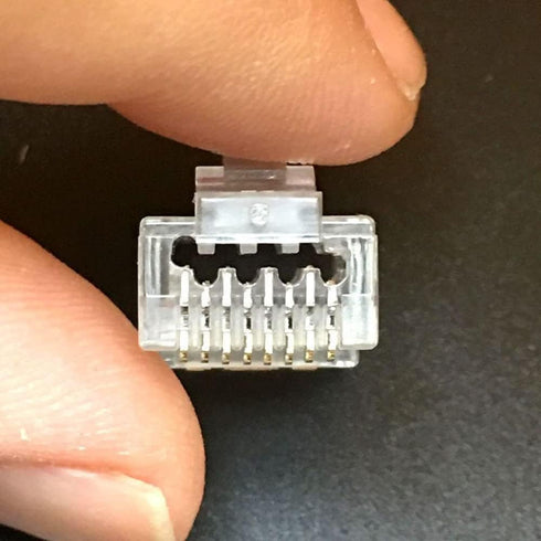 PETECHTOOL 100-Pack RJ45 CAT6A CAT6 Pass Through Connectors 23AWG Cables-End Bold UTP Ethernet Modular Plug.
