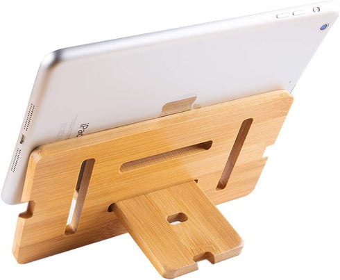 Encozy Cell Phone Stand, Desktop Wooden Mobile Phone Holder Natural Bamboo (1PCS)
