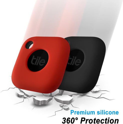 Geiomoo Silicone Case for Tile Mate 2024/2022, Soft Scratch Resistant Cover with Carabiner (2 Pack Black+Red)