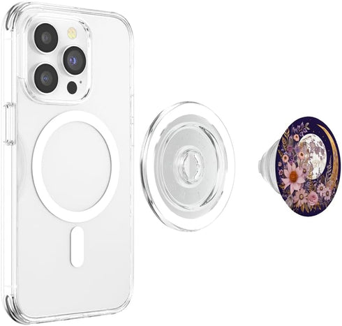 Mixed Flower Bouquet Floral Pattern Boho Moon and Wildflowers PopSockets PopGrip for MagSafe