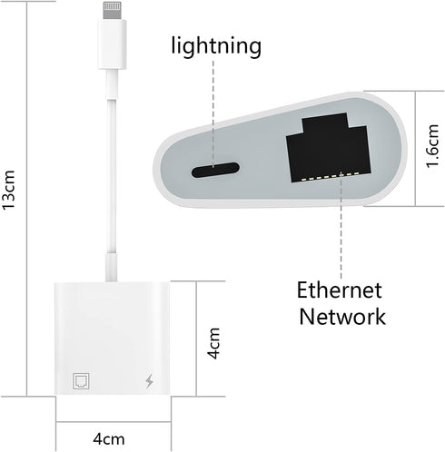 Lightning to Ethernet Adapter, Apple MFi Certified 2 in 1 RJ45 Ethernet LAN Network Adapter with Charge Port