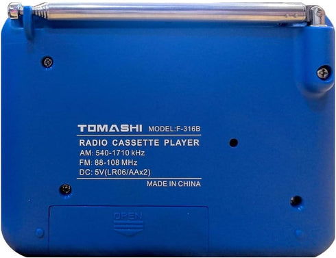 TOMASHI Cassette 3.5mm Portable Tape Player Recorder with AM/FM Radio, Built-in Speaker & Microphone, Headphone Jack