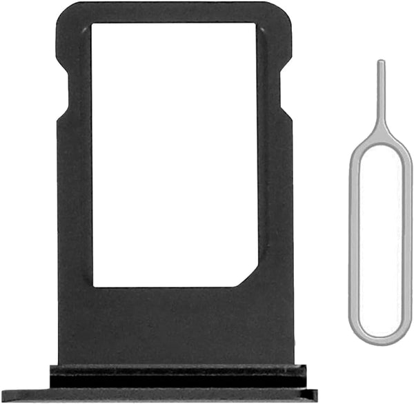 Single SIM Card Tray Holder Slot Replacement for iPhone SE 2020 / SE 2022/8 (Black) with Waterproof Rubber Ring
