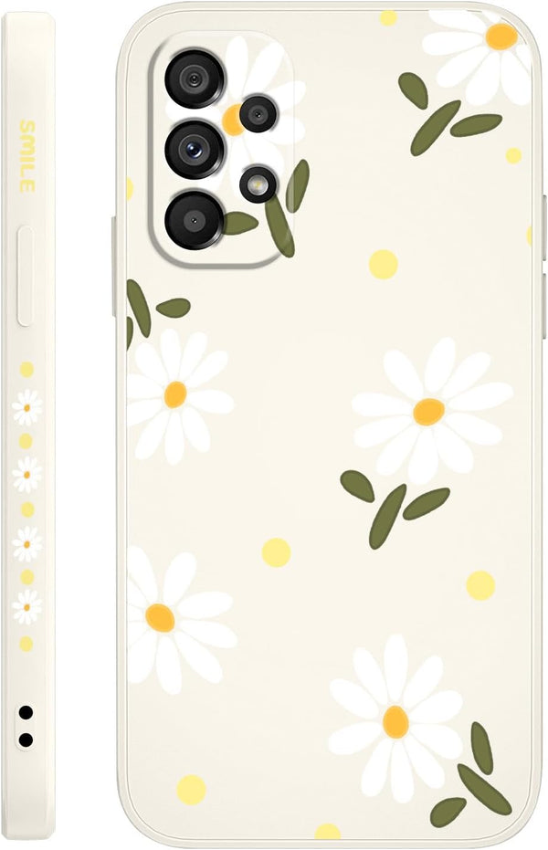 Soft Silicone Drop Protective Flower Case for Samsung Galaxy A53 5G, Creative Design - Daisy White
