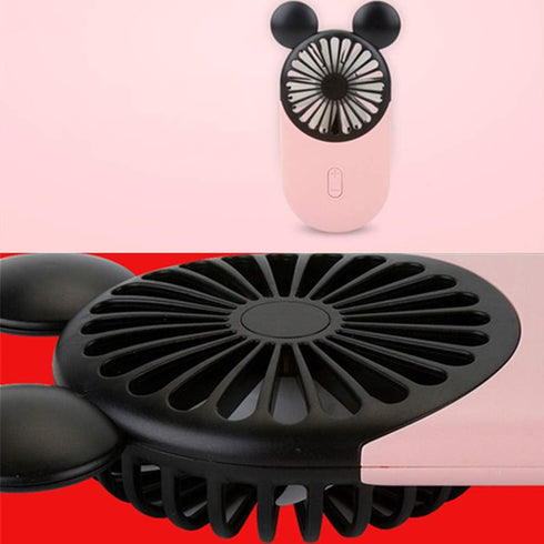 Cute Personal Mini Fan, Handheld & Portable USB Rechargeable Fan with LED Light, 3 Adjustable Speeds, Pink
