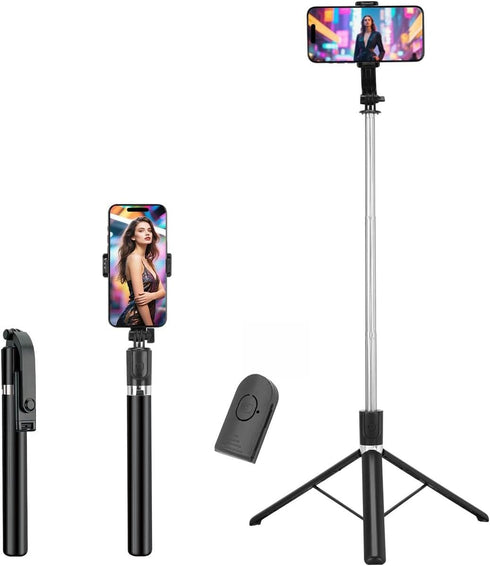 TINKSEN 68 inch Retractable Selfie Stick Tripod for iPhone/Android, with Wireless Remote, 360