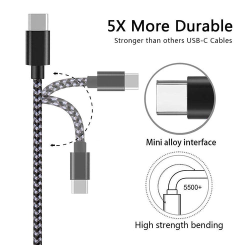 USB Type C Cable 5-Pack, SPEATE USB C to USB A Nylon Braid Fast Charging Cord High Speed Data Sync Transfer Charger Cable Compatible with Galaxy S9, Note, LG, ONEPLUS and More (Black Gray) Smartphone