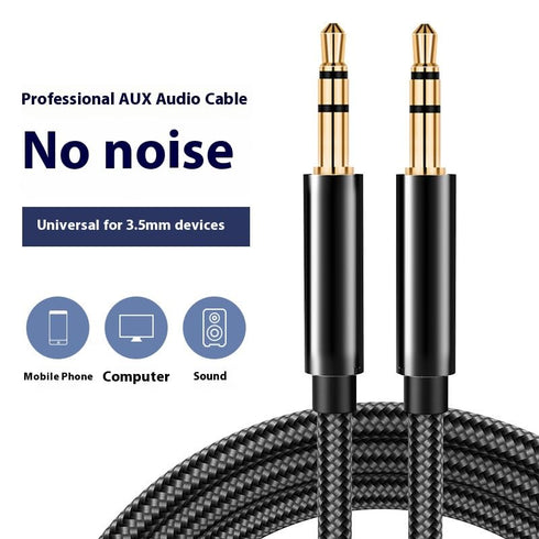 Generic 3.5mm 10 Black Stereo Nylon Braided Auxiliary Cable, feet Long, Compatible with: car Audio Systems