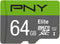 PNY 64GB Elite Class 10 U1 microSDXC Flash Memory Card - 100MB/s, Full HD, UHS-I (Pack of 1)