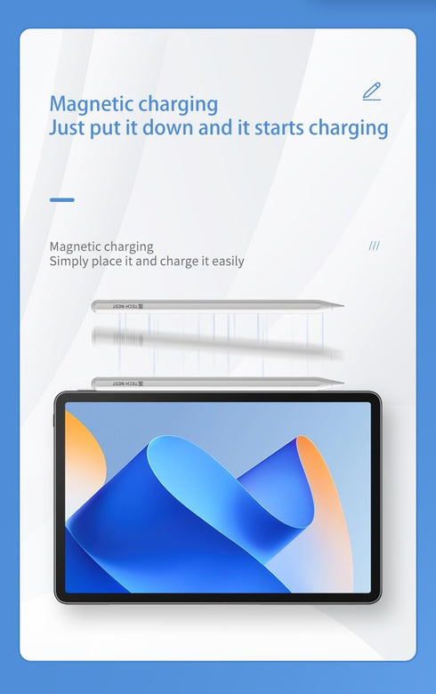 TECH NEST (2018-2025) 11"/12.9"/M4, 3/4/5/M2/M3, 5/6 Stylus Pen for iPad - Fast Charge, Tilt Sensitivity, Palm