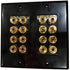 Black Speaker Wall Plate 16 Post for 8 Speakers, Color Coded for Home Theater System