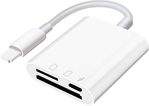 SD Card Reader for iPhone iPad, Micro SD Card Reader, Plug and Play Adapter for Simultaneous Charging and Reading