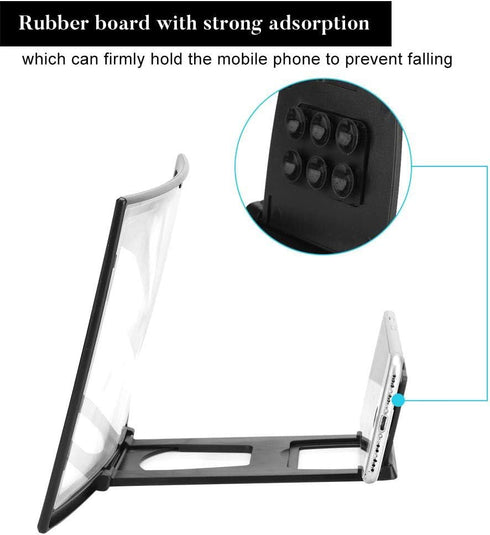 T angxi 12'' 3D Curved Screen Magnifier, HD Mobile Video Movie Smartphone Screen Amplifier Projector Cell phne Stand