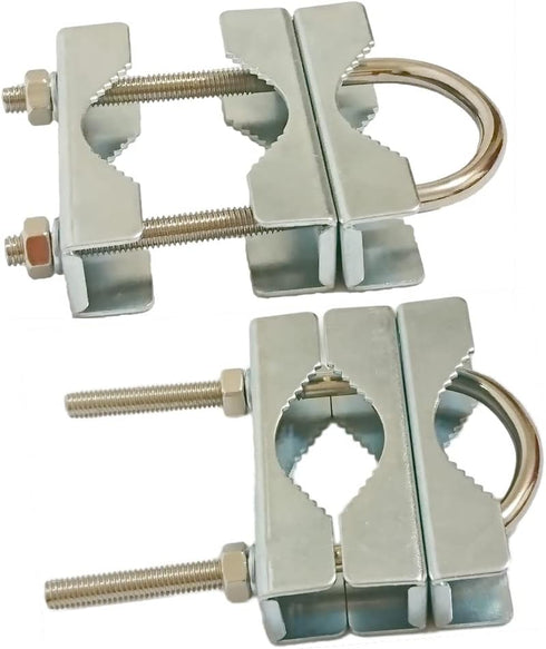 UngSung Double Antenna Mast Clamp V Jaw Block with U Bolts Anti-Rust Finished