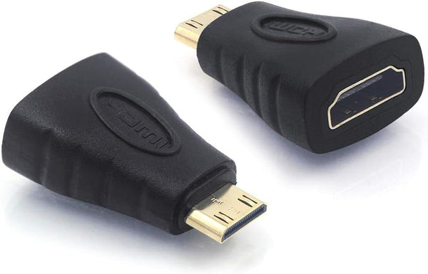 VCE 2-Pack HDMI Adapter, Mini HDMI to HDMI, 4K Support, Gold Plated, Compatible with Raspberry Pi, Camera, DSLR