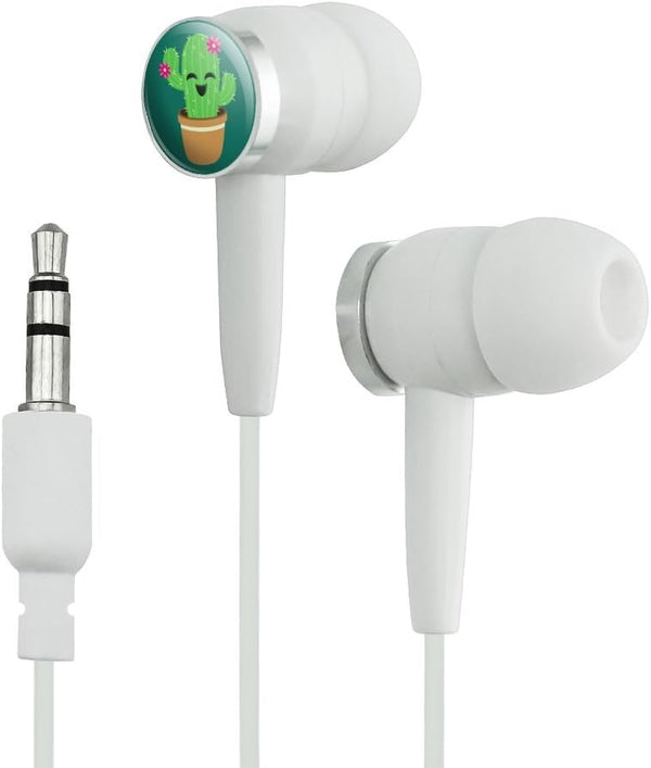 GRAPHICS & MORE Cute Cactus in Pot with Pink Flowers Novelty in-Ear Earbud Headphones