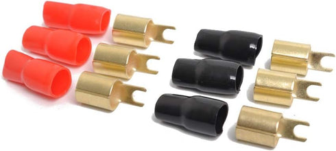 3 Pairs 0 Gauge Copper Gold Plated Spade Terminal Crimp Connectors Adapters for Speaker Wire Cable Terminal Plug - 0GA