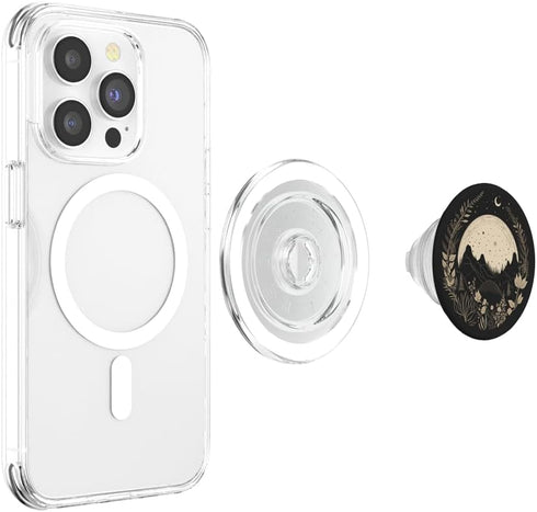 PopSockets PopGrip for MagSafe, Boho Chic Floral Forest Nature Mountain Moon Hiking Camping
