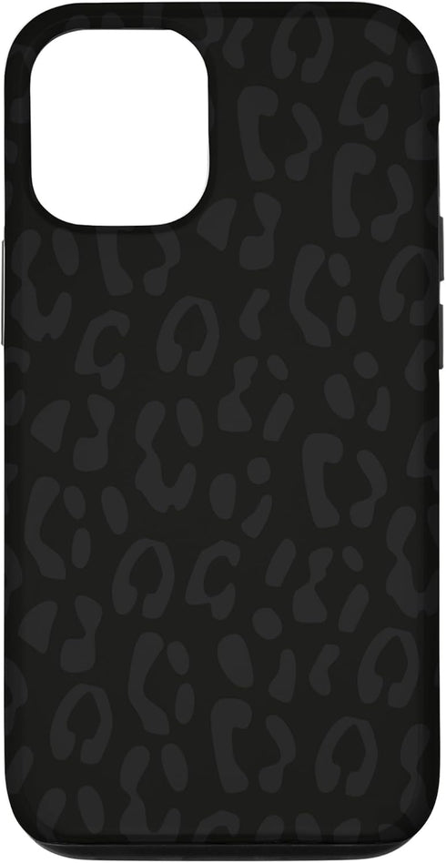 Black Leopard Print Protective Case for iPhone 12/12 Pro, Cheetah Design for Women