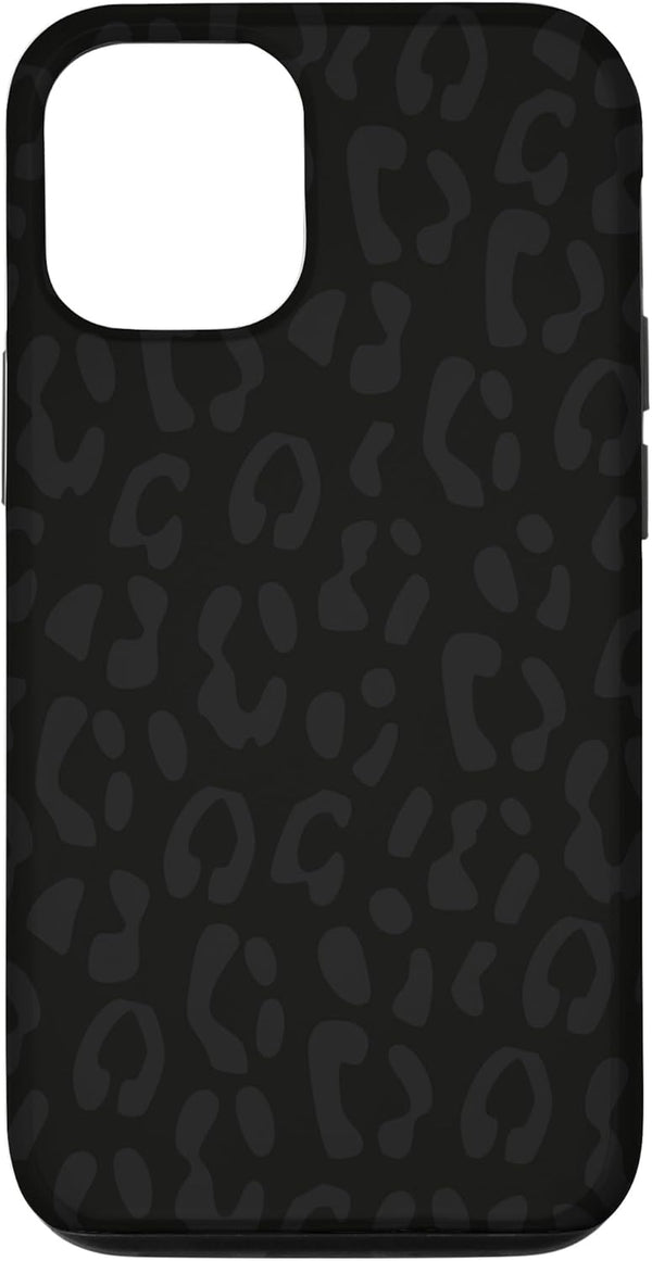Black Leopard Print Protective Case for iPhone 12/12 Pro, Cheetah Design for Women