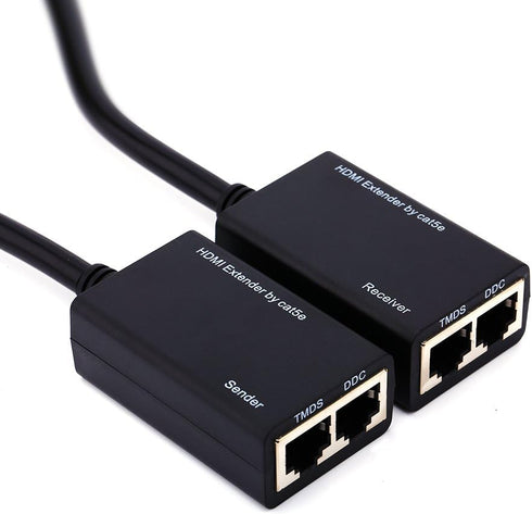 30M HDMI Extender Repeater by CAT5e, Sender + Receiver, TMDS DDC Over RJ45, Supports 1080P