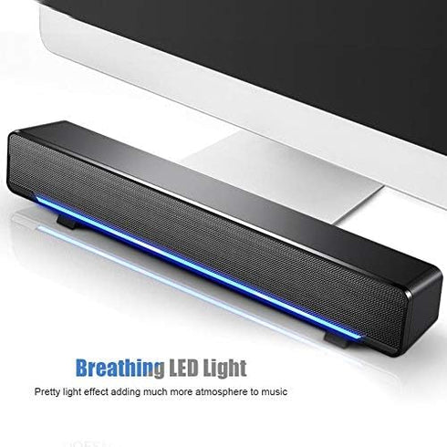 Bewinner 3.5mm MP3 MP4, USB Wired Soundbar, Stereo Soundbar Music Player Bass Surround Sound Box for Desktop Laptop TV