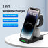 3 in 1 Wireless Charger for iPhone 15/14/13/12/11/X, Apple Watch, AirPods Charging Dock with QC3.0 Adapter - Black