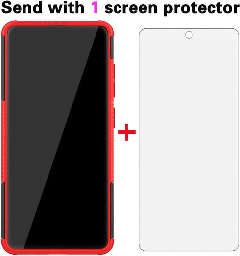 Asuwish Phone Case for Samsung Galaxy A51 4G with Tempered Glass Protector, Heavy Duty Rugged Cover, Red