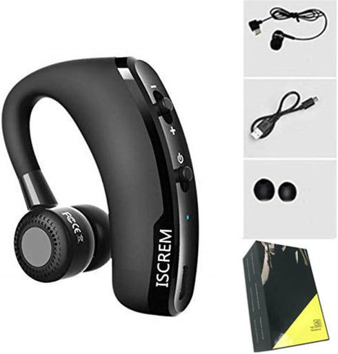 Bluetooth Headset Wireless Business Single Earpiece Voice Answer in Ear Earbuds for Trucker Driving Running, 10 Hour
