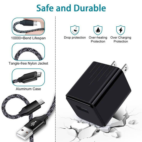 Micro Charger Phone Android Cables for Samsung Galaxy A9, Motorola Moto E 2020 E7 E6 E5 G6 Play, 6FT Fast Micro