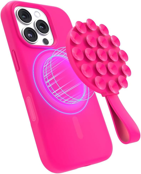 FELONY CASE - Neon Pink Magnetic Suction Cup Phone Mount and Grip Strong Silicone