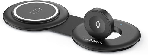UCOMX Nano Mini Magnetic 2 in 1 Wireless Charger, Traveler Wireless Folding Charging Station for iPhone 12/13/14/15/16