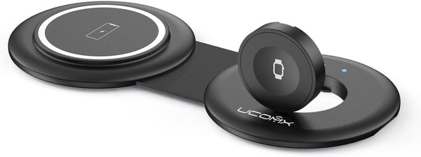UCOMX Nano Mini Magnetic 2 in 1 Wireless Charger, Traveler Wireless Folding Charging Station for iPhone 12/13/14/15/16
