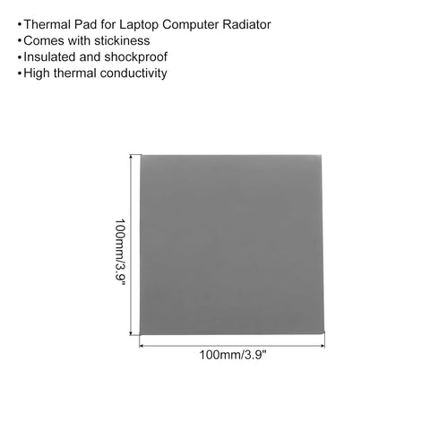 MECCANIXITY Thermal Pad 4.0W/m.K Insulated Heat Resistant Silicone Cooling Pads 100x100x1mm for Laptop Radiator, Grey