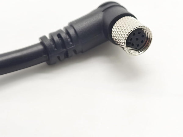 M8 8 Pin Female Connector Cable, A Code Right Angle Molding Cable for Industrial Molded Cable AWG24
