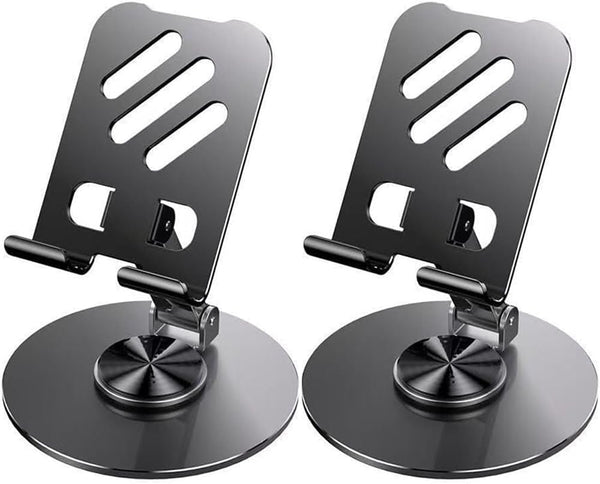 SIORGDMN Cell Phone Stand for Desk,Metal Base,Adjustable,Foldable Cellphone Holder 360 Rotation Smartphone Holder