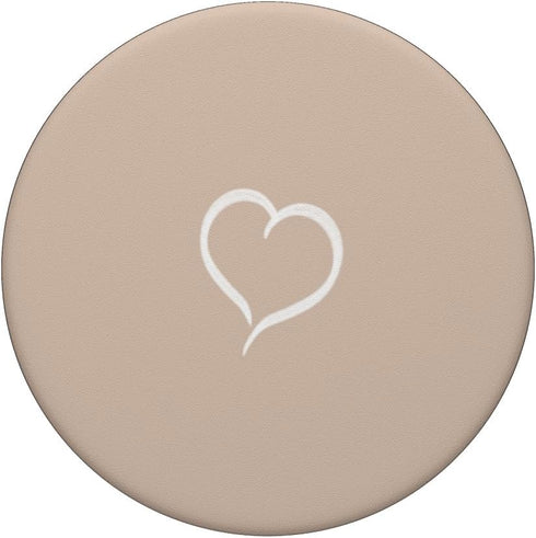 Sand / Tan / Beige Hand Drawn Heart Minimalist Love PopSockets Adhesive PopGrip