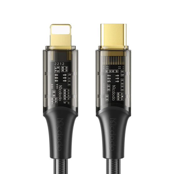 mcdodo Type C to Phone 14 Pro Max/11 LED Gaming 36W PD Fast Charge Cord, Nylon Braided Sync Charge USB Data 6FT Cable -