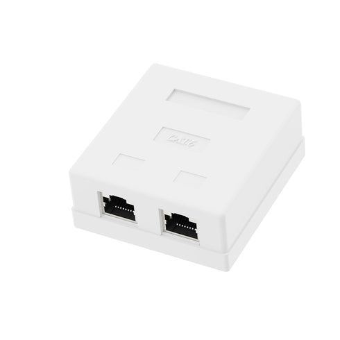 VCELINK RJ45 Surface Mount Box Shielded 2-Port, Compatible with UTP Cat6/Cat5e/Cat5 Network Cables, 5-Pack, White