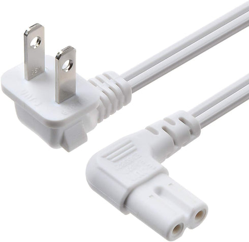 Universal 2 Prong Angled 18 AWG Power Cord - NEMA 1-15P to IEC320 C7 for PS4 PS3 Slim LED HDTV (6 Feet)