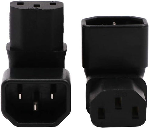 WYMECT C14 C13 90 2 Pack IEC to Power Adapter PDU Plug/Socket Up Degree for LCD Wall Mount TV