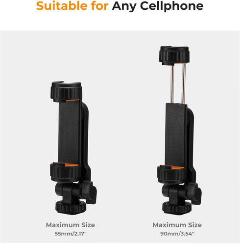 K&F Concept Phone Tripod Mount, Universal Smartphone Adapter with 2 Cold Shoe Mounts for Horizontal and Vertical
